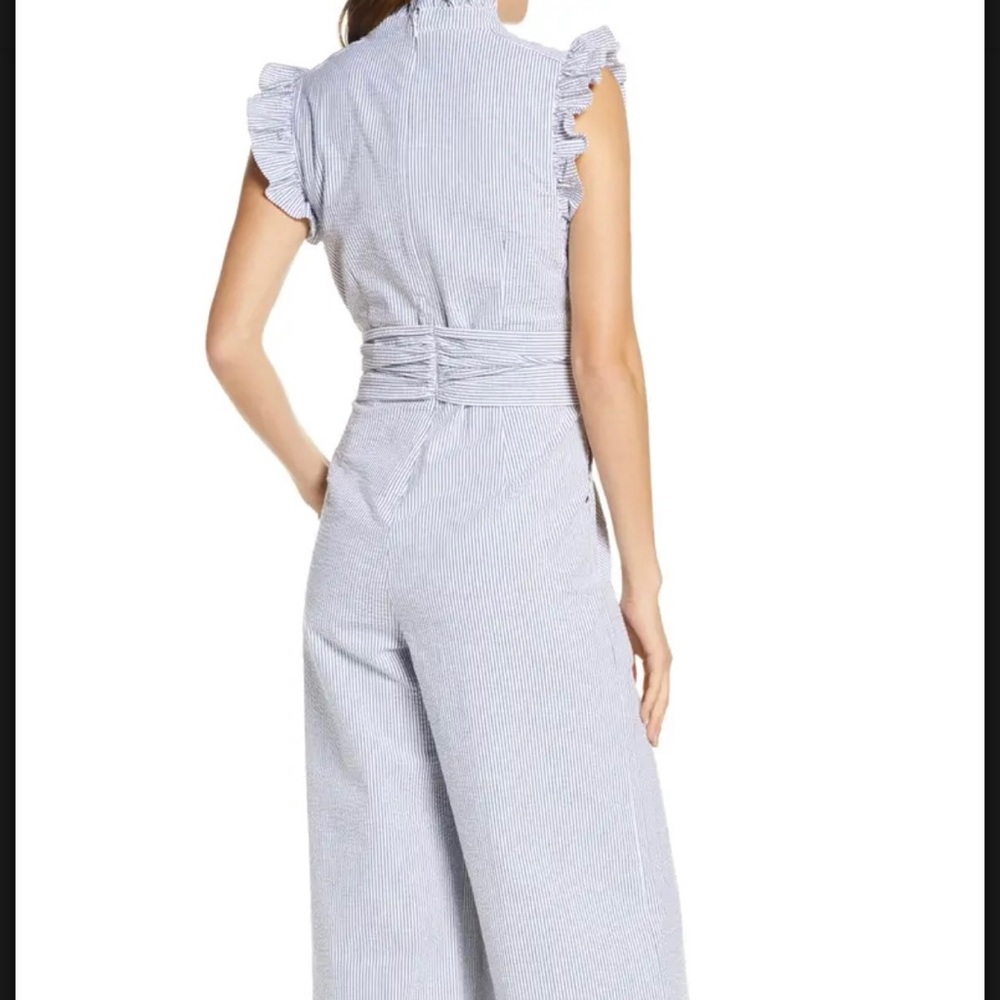 1901 Seesucker Cropped Wide Leg Jumpsuit - Picture 3 of 8